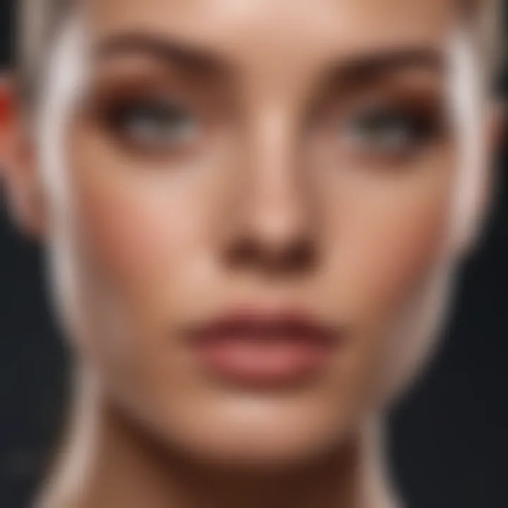 A close-up shot of flawless skin appearance enhanced by foundation.