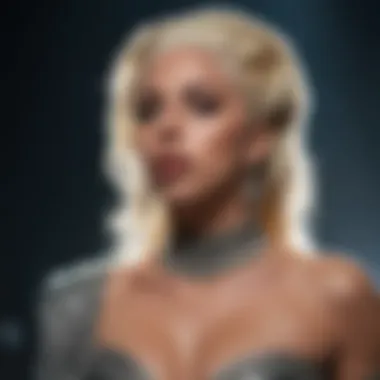 Lady Gaga performing on stage, expressing her emotions through music.