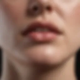 Close-up view of acne under the chin