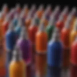 Vibrant shades of semi-permanent hair dye displayed in stylish bottles.