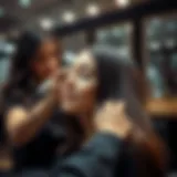 Luxurious keratin treatment application in a salon