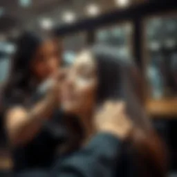 Luxurious keratin treatment application in a salon