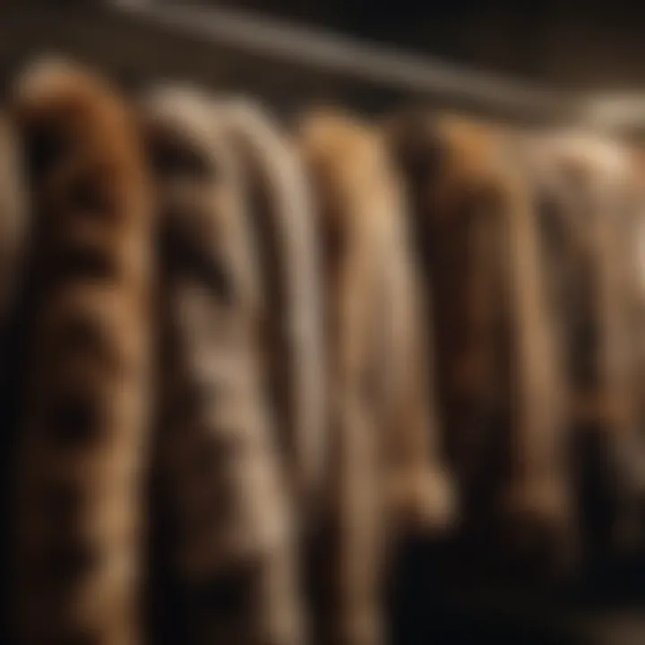 An assortment of vintage fur garments displayed aesthetically.