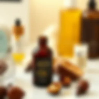 Nutrient-Rich Argan Oil Nutrient-rich argan oil with natural ingredients in a beauty routine setting