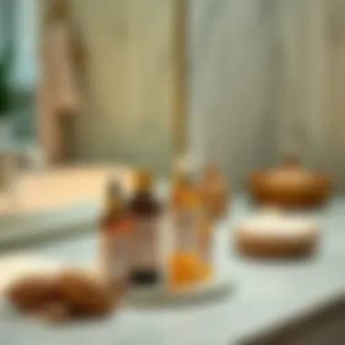 Spa Setting with Argan Oil Products A serene spa setting showcasing argan oil products on a vanity