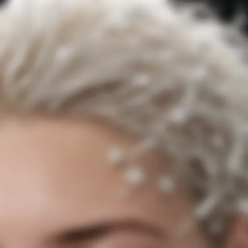 Close-up of dry scalp with white flakes