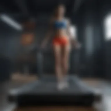 Tracking Progress with Treadmill Apps A motivational scene of a user tracking their treadmill progress