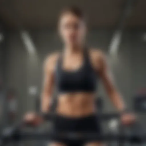 A person using a treadmill app on a smartphone while exercising