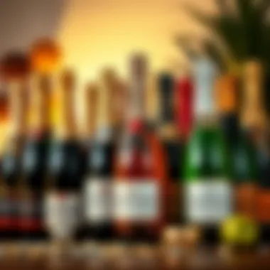 Artistic Arrangement of Budget Champagnes Artistic arrangement of various budget champagne brands