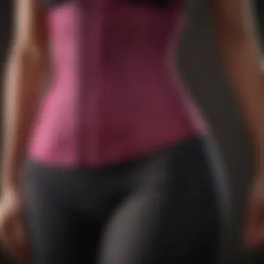 Close-up of fabric and design details of waist trainer leggings