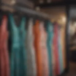 A vibrant collection of summer dresses displayed elegantly on a boutique rack.