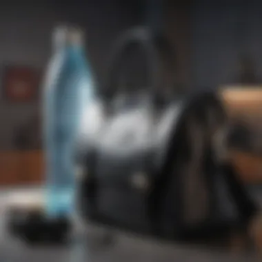 Trendy laptop bag displayed with a sleek water bottle